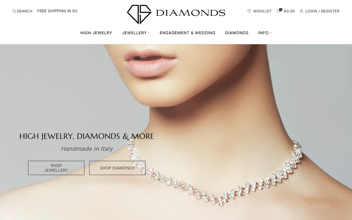 Sito e-commerce di DS Diamonds realizzato da AM Web Lab