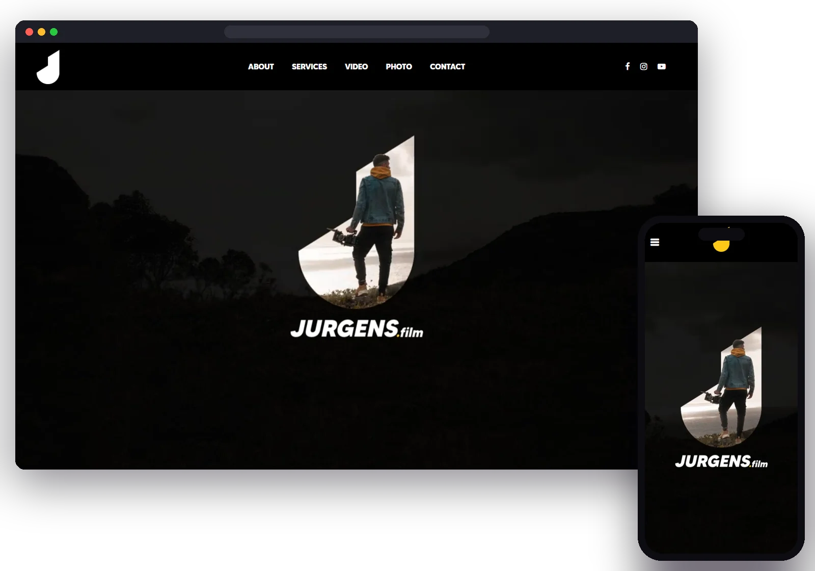 Jurgens Films website designed and built on WordPress by AM WebLab, on desktop and mobile