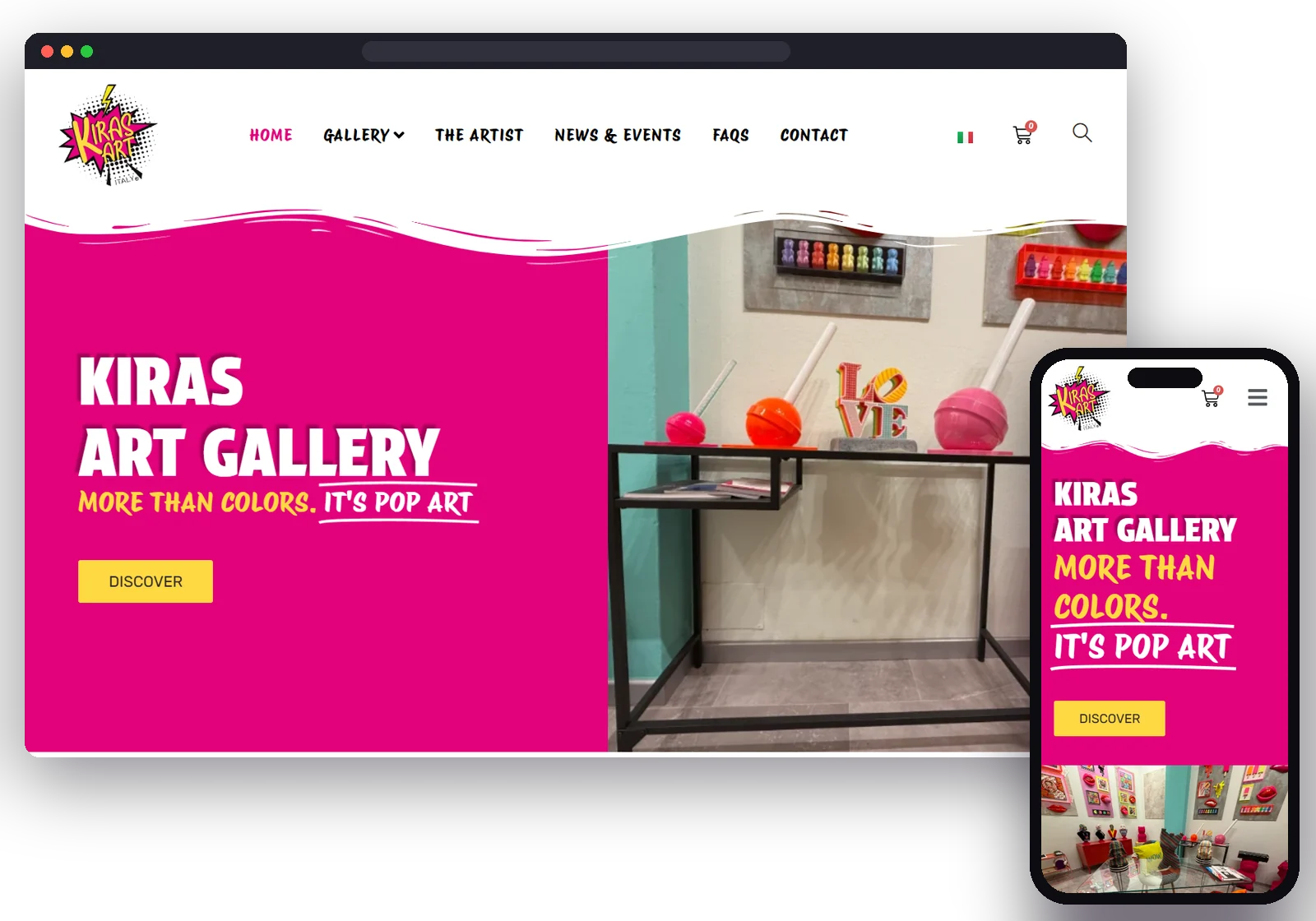 Kiras Art website designed by AM Web Lab, desktop and mobile