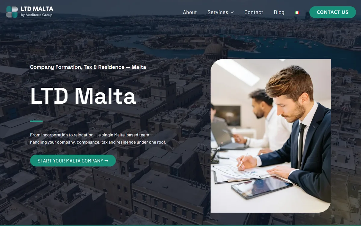 Sito di LTD Malta realizzato da AM Web Lab