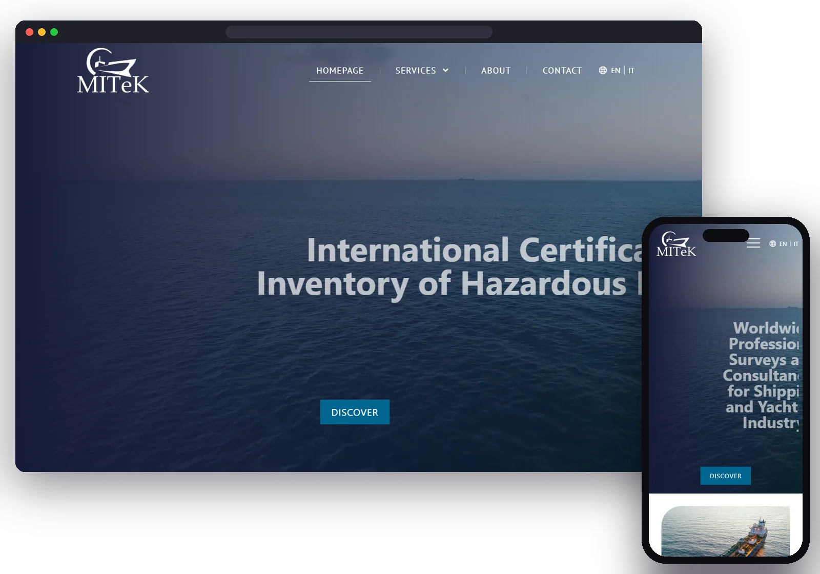 Mitek Ltd website designed and built on WordPress by AM WebLab, on desktop and mobile