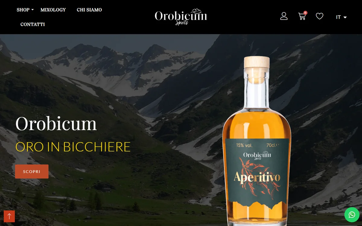Sito e-commerce di Orobicum Spirits realizzato da AM Web Lab