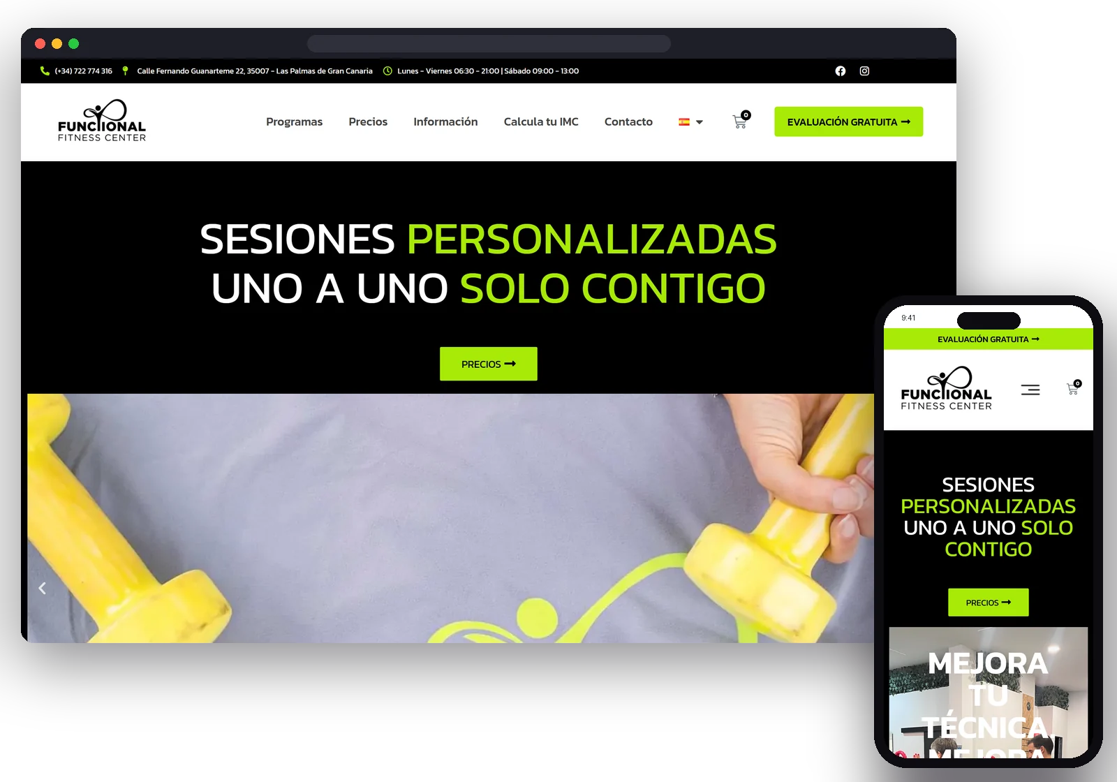Funcional Fit website designed and built by AM WebLab, shown on desktop and mobile