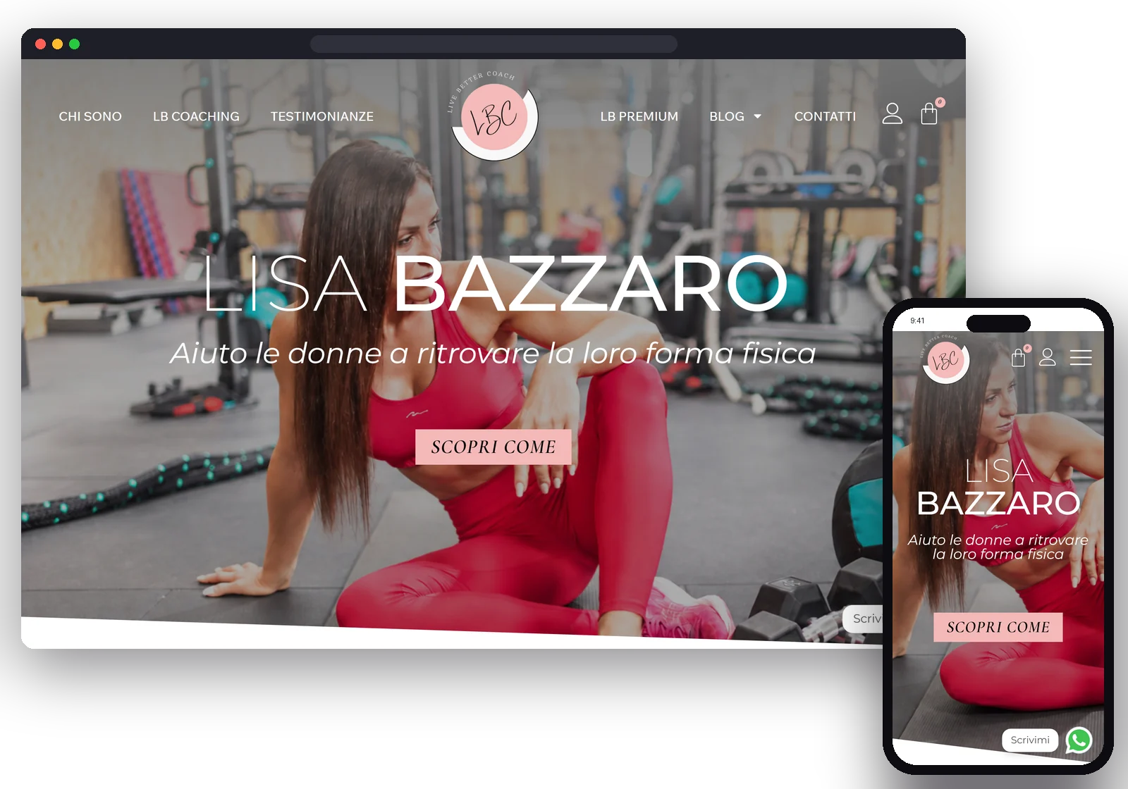 Lisa Bazzaro website designed and built by AM WebLab, shown on desktop and mobile